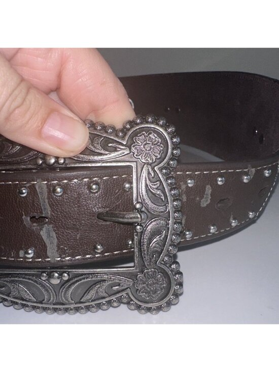 Roper Womens Wide Tapered Belt Sz M Brown Leather Crackle Studded Western USA main image 4